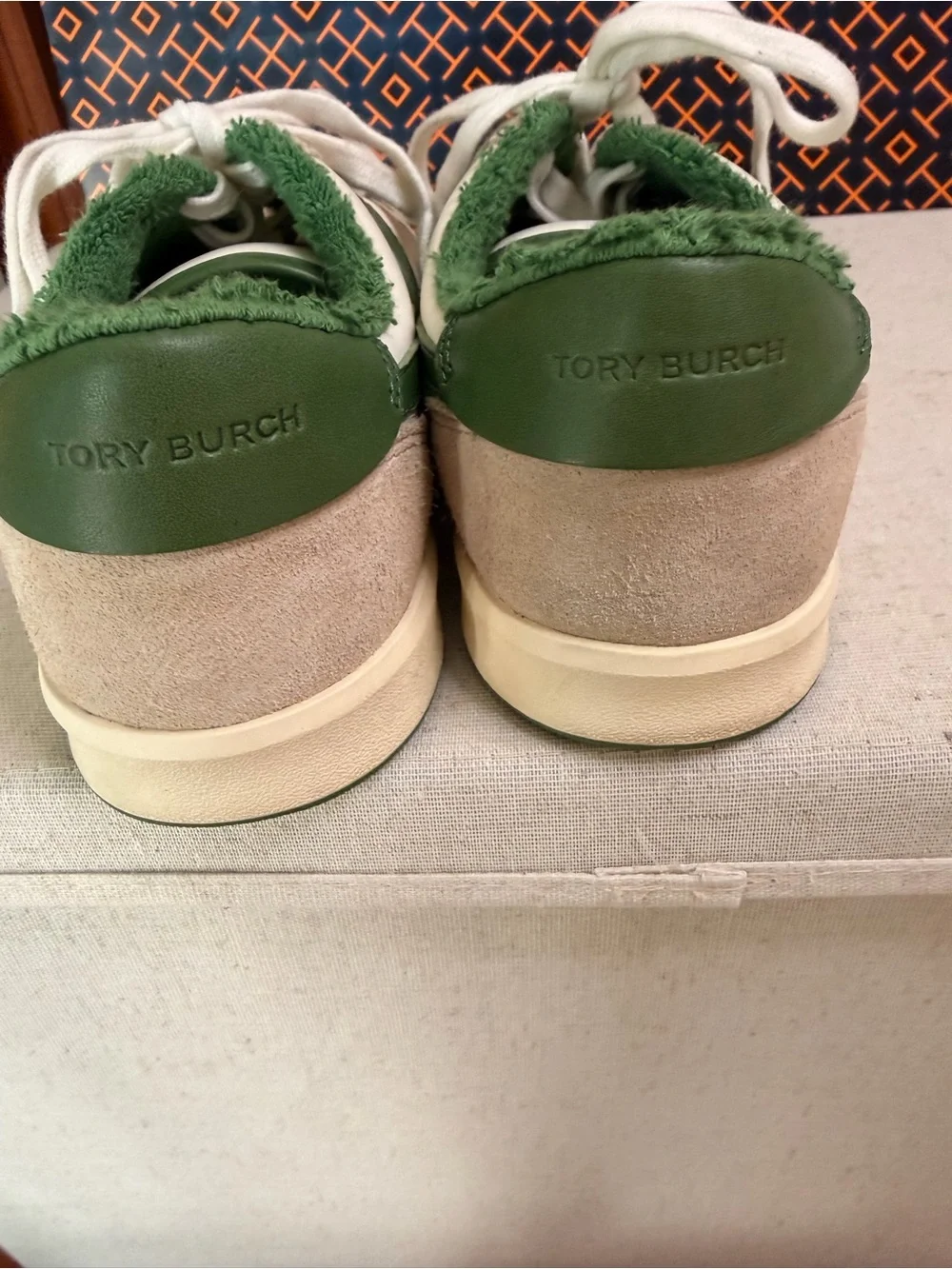 Tory Burch Women’s Low-Top Leather & Suede Sneakers — White & Green